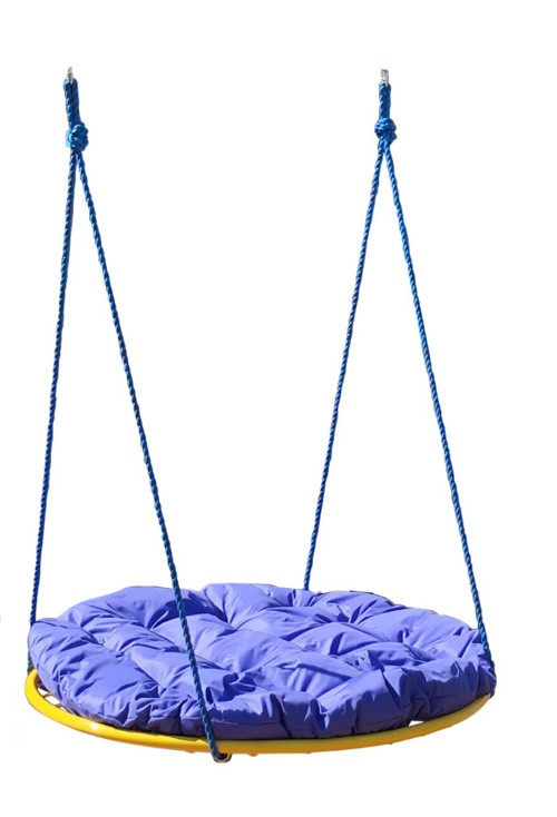 Качели детские Gnezdo с синей подушкой, подвесные, диаметр 80 см